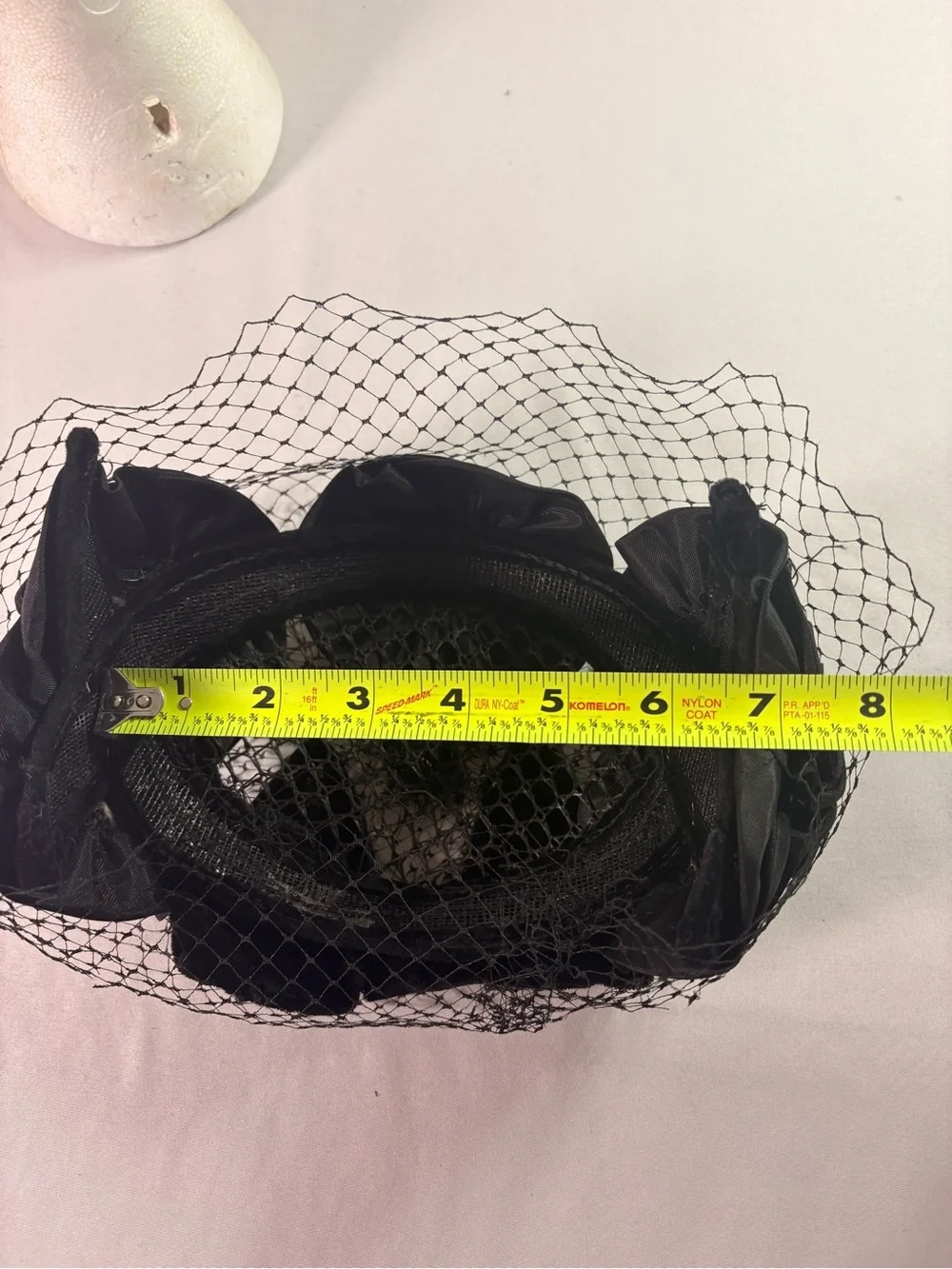 Classic Black Veiled Pillbox Hat(see pictures for exact measurements)